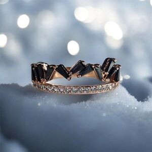 Bomb Party Black Onyx & Rose Gold Ring - Size 10.5 Comfort Fit